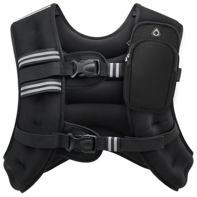 ZELUS WEIGHTED VEST, 20LB WEIGHT WITH REFLECTIVE STRIPE FOR WORKOUT - BLACK