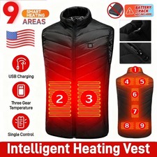 Unisex Adult Winter Heating Vest 9-zone Intelligent USB Charging Warm Jacket