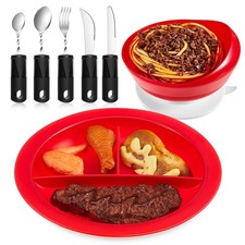 7 Pcs Spill Proof Scoop Bowl and Partitioned Plate Set with Suction Base and ...