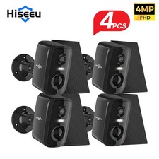 4PCS Hiseeu 2K 4MP Solar Security Cameras Wireless Outdoor Battery Powered