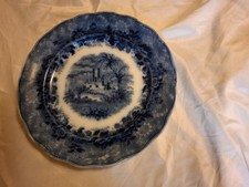 RARE ANTIQUE PLATE - FLOW BLUE EARLY COLLECTIBLE - OLD CASTLE ENGLAND