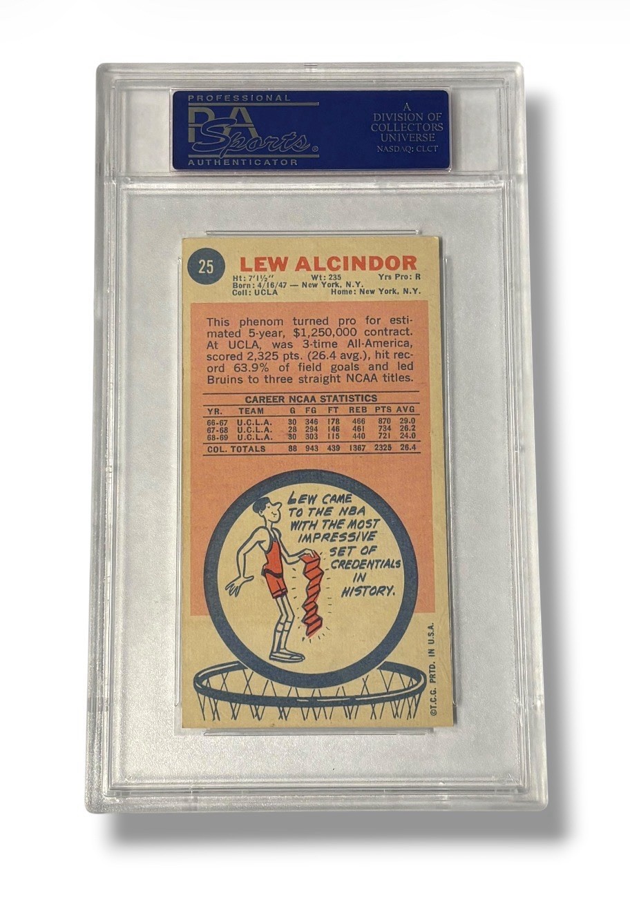 1969 Topps #25 Lew Alcindor Kareem Abdul-Jabbar Rookie Basketball PSA 4 VG-EX view 2