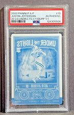 JUSTIN JEFFERSON 🔥1/1 CYAN PLATE🔥 2020 PLATES & PATCHES #10 ROOKIE RC  Vikings