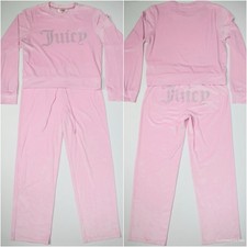 Juicy Couture Sleepwear Classic Velour Bling 2-Piece Pajama Set Pink Women Sz. M