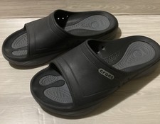 Unisex Crocs Slide Sandals Mens 8 Womens 10 Black Gray Comfort