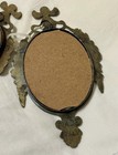 Vintage Made in Italy Gold Tone Ornate Oval Metal Wall Mirror & Floral Frame — photo 4