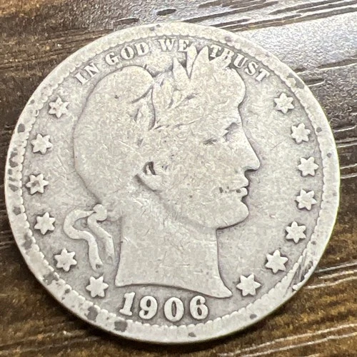 1906 25C Barber Quarter Actual Coin