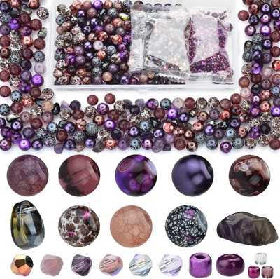 900pcs Glass Craft Beads for Bracelet Making Kit, Include Assorted Round/Bicone/
