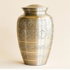 Aspenstudio Platinum Brass Cremation Urn for Adult Human Ashes - Large Handcraft