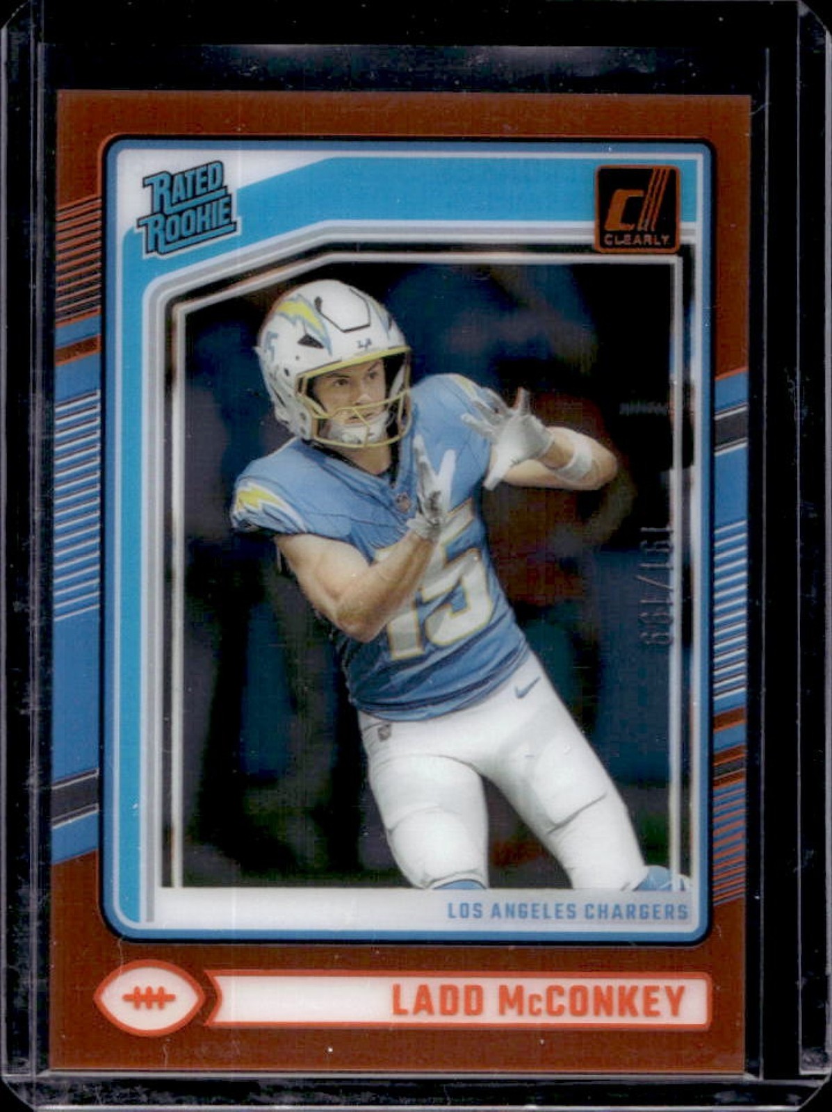 2024 Panini Clearly Donruss Ladd McConkey Orange Rated Rookie #191/199 Chargers