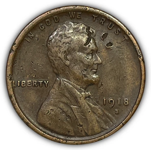 1918-S Lincoln Wheat Cent Extremely Fine XF Coin, Scratched #26111
