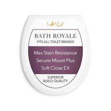 Bath Royale Soft Close Toilet Seat Round with Lid BR500-00 White, Comfortable, D