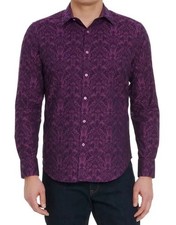 Robert Graham Men's HIGHLAND Classic Fit Long Sleeve Sport BERRY Shirt