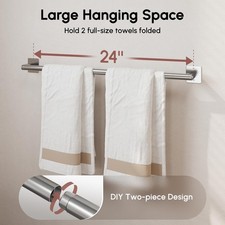 US 24" Towel Bar Bathroom Towel Rod Heavy Duty Hand Towel Holder, Brushed Nickel