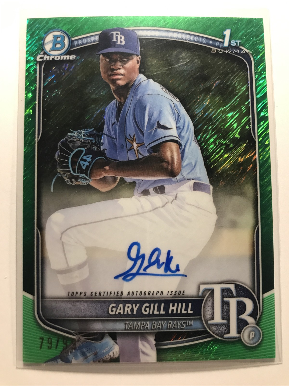 Gary Gill Hill 2025 1st Bowman Chrome ROOKIE RC AUTO GREEN SHIMMER /99