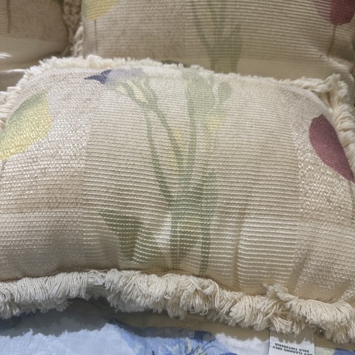 4 Piece Set Croscill La Jolla Neutral Floral Pillows 2-16x16” And 2-14x10” - Picture 2 of 13