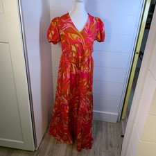 NWT 1. State Maxi Dress Cutout Smocked Stretchy Back Retro Puff Sleeve Women L
