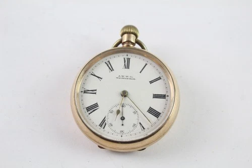 Antique Waltham Rolled Gold Open Face Pocket Watch Hand Wind WORKING