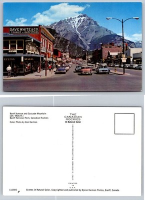 Vintage Banff Avenue & Cascade Mountain Postcard Canadian Rockies