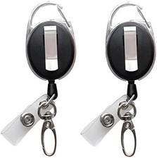 Retractable Badge Reel with Claw Clasp and Clip for Id Card Holders 2Pack