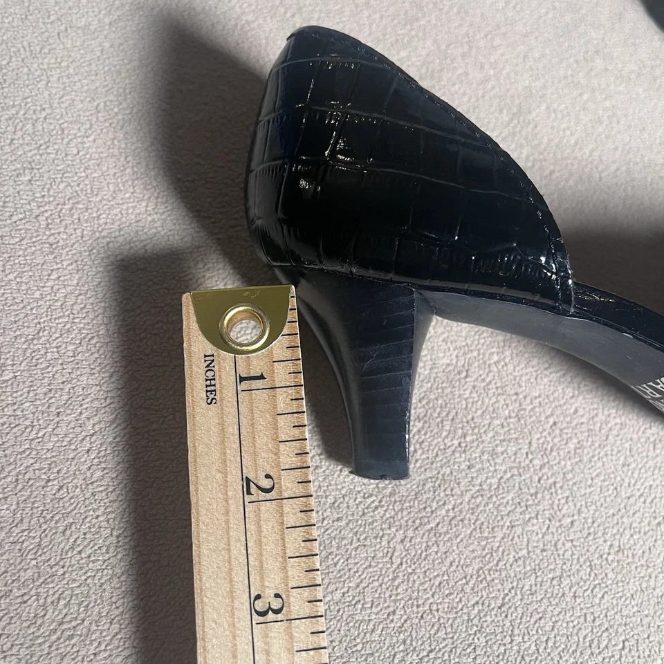 Y2K Negro Hebilla Charol Franco Sarto Mujer Tacones Ajuste 8.5 Foto 4 de 4