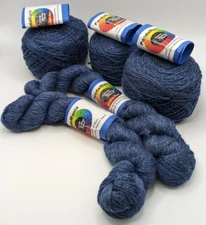 MIXED LOT 5 SKEINS PANDAMANIA SUPERWASH MERINO/BAMBOO YARN STONEWASHED BLUES