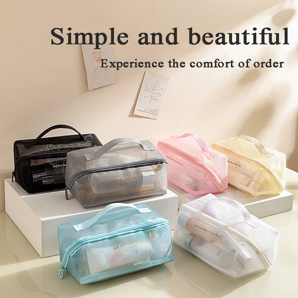 Women Mesh Bag Travel Cosmetic Bag Makeup Case Pouch Toiletry Organiser *