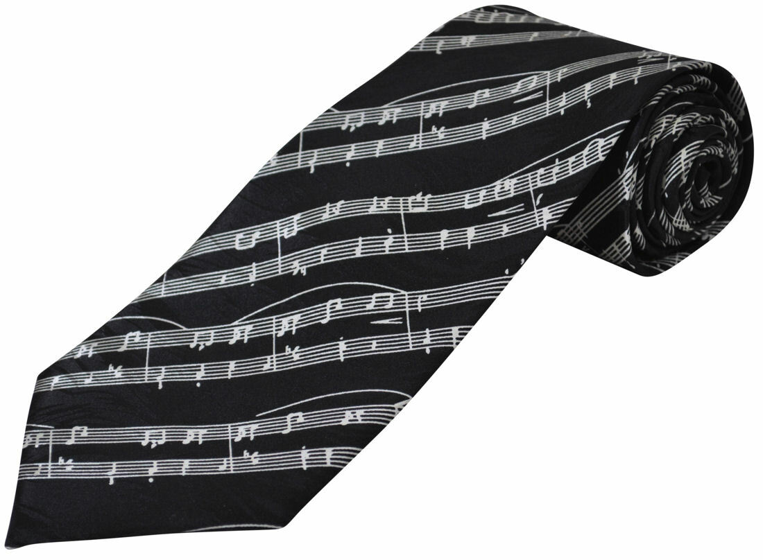 THE TIE STUDIO - MUSIC Manuscripts Sheet Notes on Black Silk Men's Novelty Tie