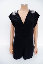 Alice By Temperley Womens Playsuit Romper Size Uk 6 Black Short Sleeve