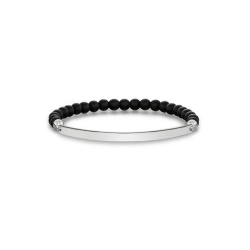 Thomas Sabo Charm Club Sterling Silver Black Onyx Chain Charm Bracelet  A2100-1330-11-L17 | Contemporary Designer Jewellery