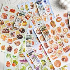 100Pcs Food Fruits Veggies Adhesive Stickers Journal Planner Decorative Sticker