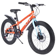 Bicicleta de montaña 20 pulgadas neumático grueso freno de disco doble, 7 velocidades para bicicleta niños 5+ años