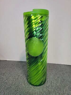 Starbucks 2023 Winter Holiday Green Ribbon Spiral Textured 16 Oz Tumbler