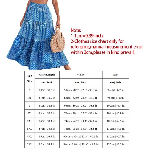 New Womens Bohemian National Style Printed High Waist Skirt Holiday Style Dress - Picture 2 of 15