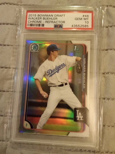 2015 Bowman Chrome Draft Walker Buehler REFRACTOR #46 Graded PSA 10 Rookie