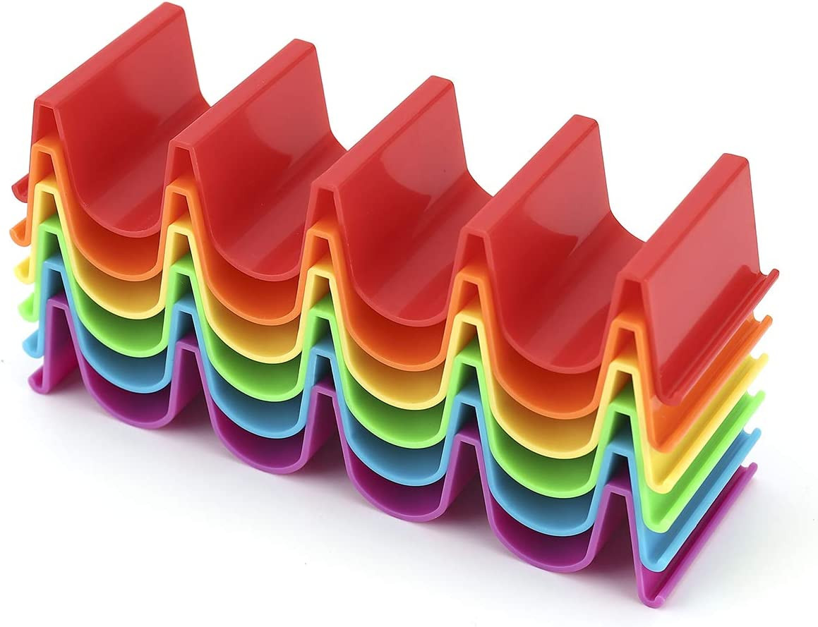 Taco Shell Holder Stand Hard Dishwasher Top Rack Safe Set Of 6 Multicolour NEW