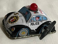 Vintage Wind-up Toy VW Police Car Made in Japan Volkswagen Bug Cop Car Toy Hero