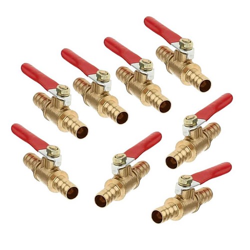 8Pcs 8mm Hose Barb Inline Water/Air Gas Fuel Line Shut-off Brass Ball Valve sd