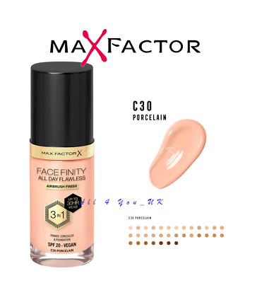 MAX FACTOR FACEFINITY ALL DAY MAKELLOS 3 IN 1 VEGANE FOUNDATION C30 PORZELLAN