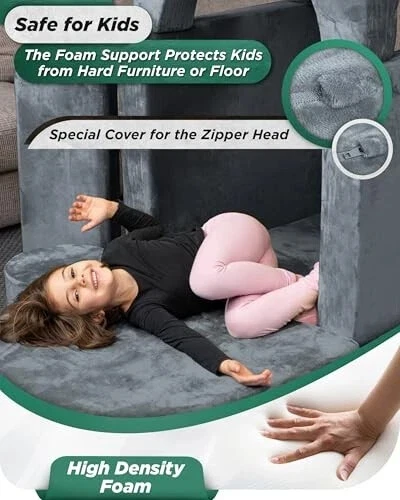 Modular Kids Play Couch 14pcs Gray Sofa Set w/ Triangles for Playroom - Image 3 of 4