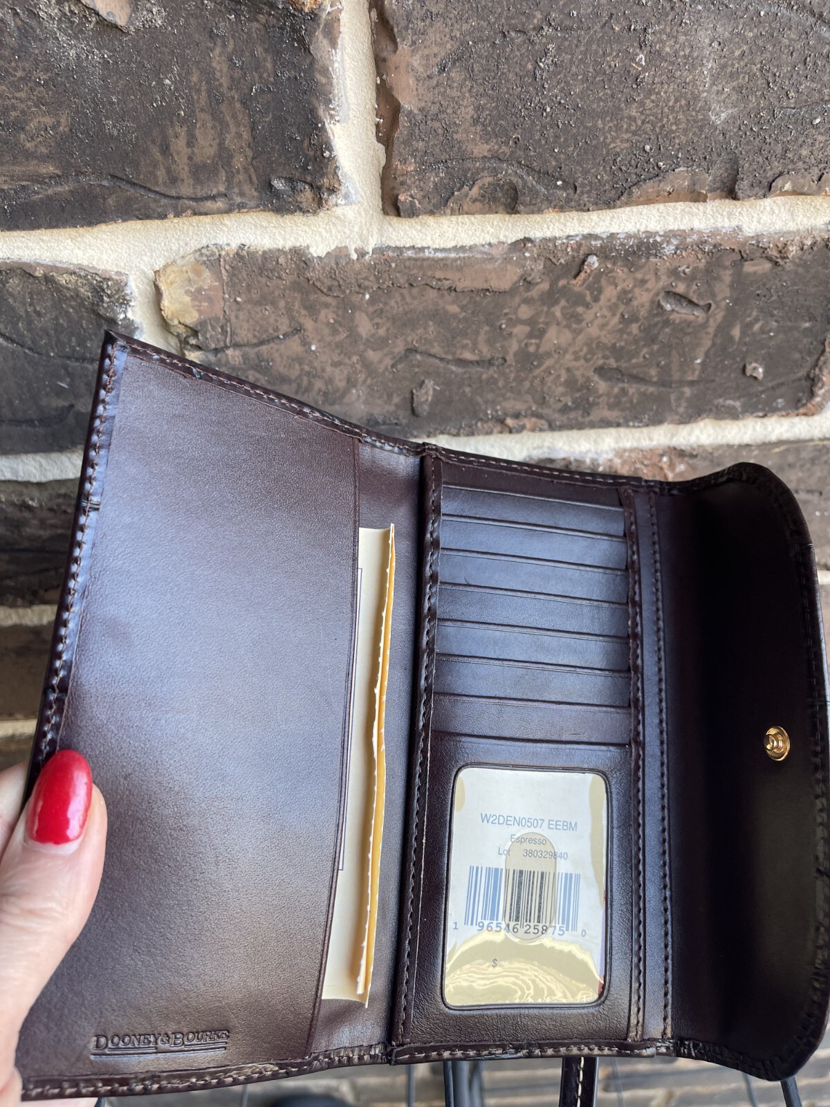 NWT Dooney & Bourke Denison Flap Continental Envelope Wallet Leather Espresso