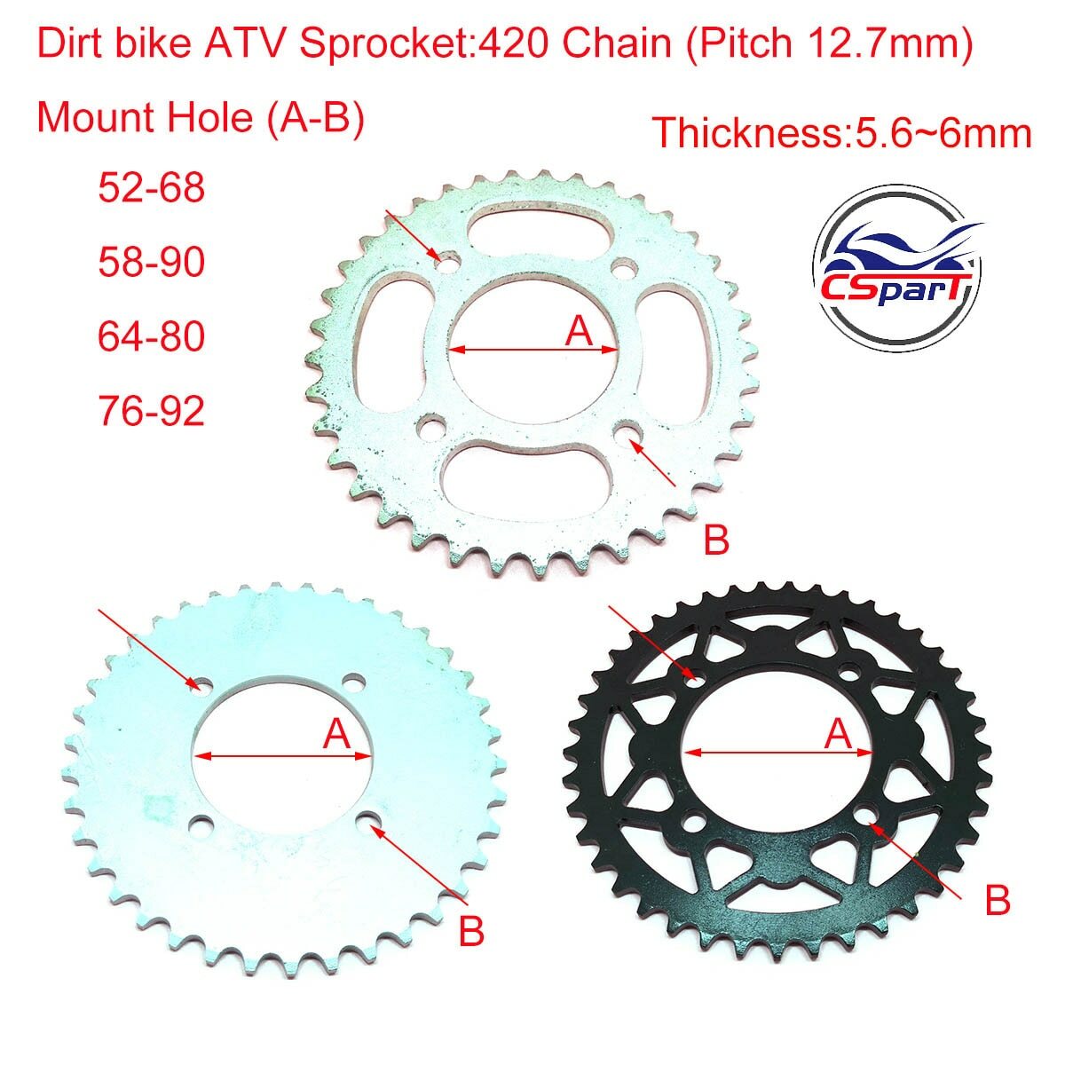 420 32T 37T 38T 41T 48T Rear Sprocket ATV Dirt Pit Bike 52mm 58mm