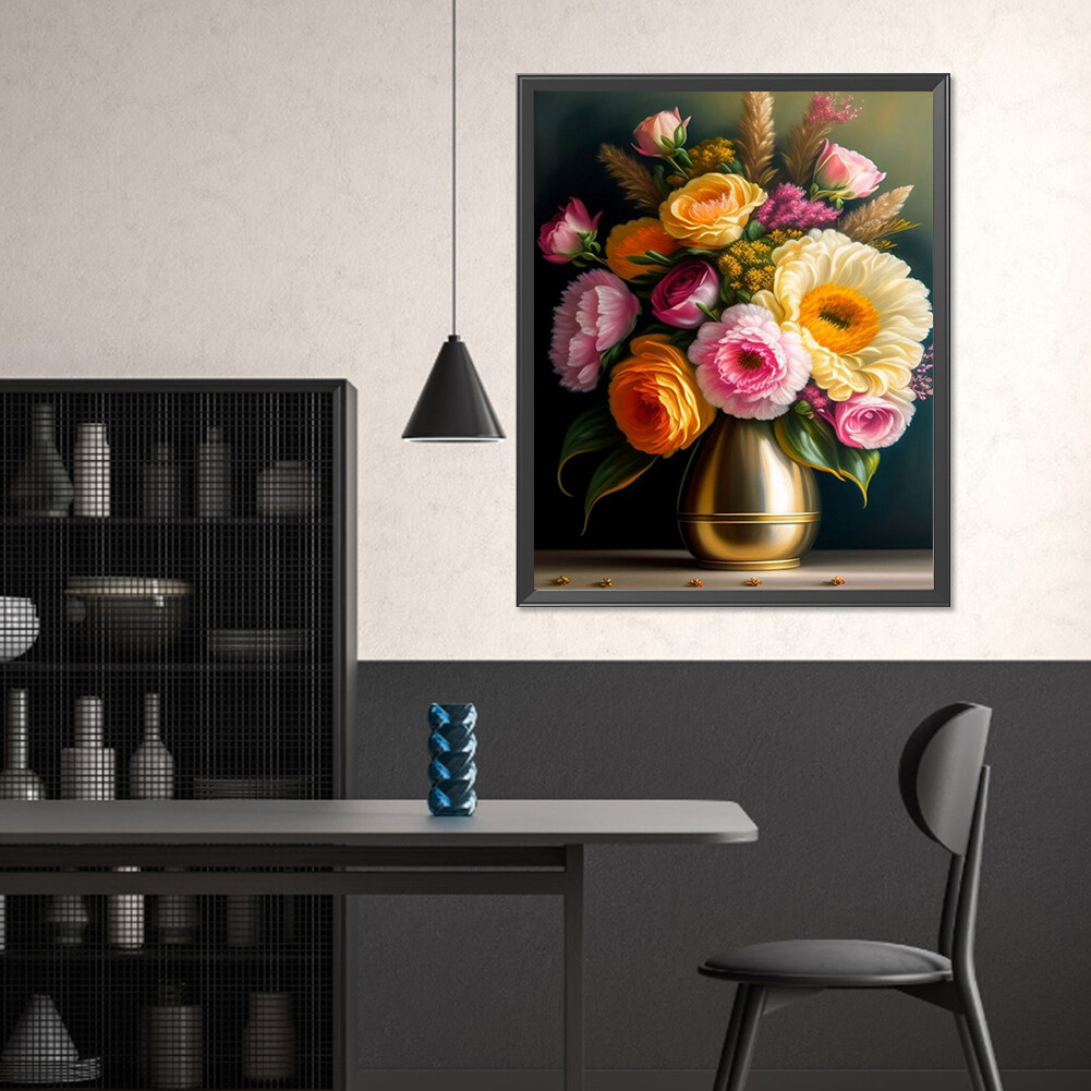 5D DIY Full Square Drill Diamond Painting Vase Bouquet Kit Home Decor ...