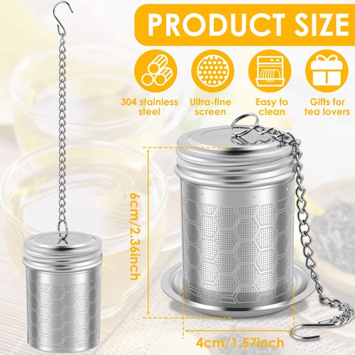 2Pcs Tea Infuser Strainers with Drip Tray 304 Stainless Steel Tea Filter teITs
