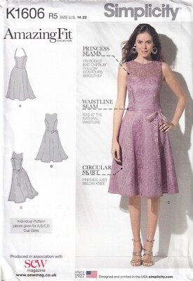 Simplicity Schnittmuster 1606 Kleid mit Rundrock, Gr. 14-22 + Cups, Neu