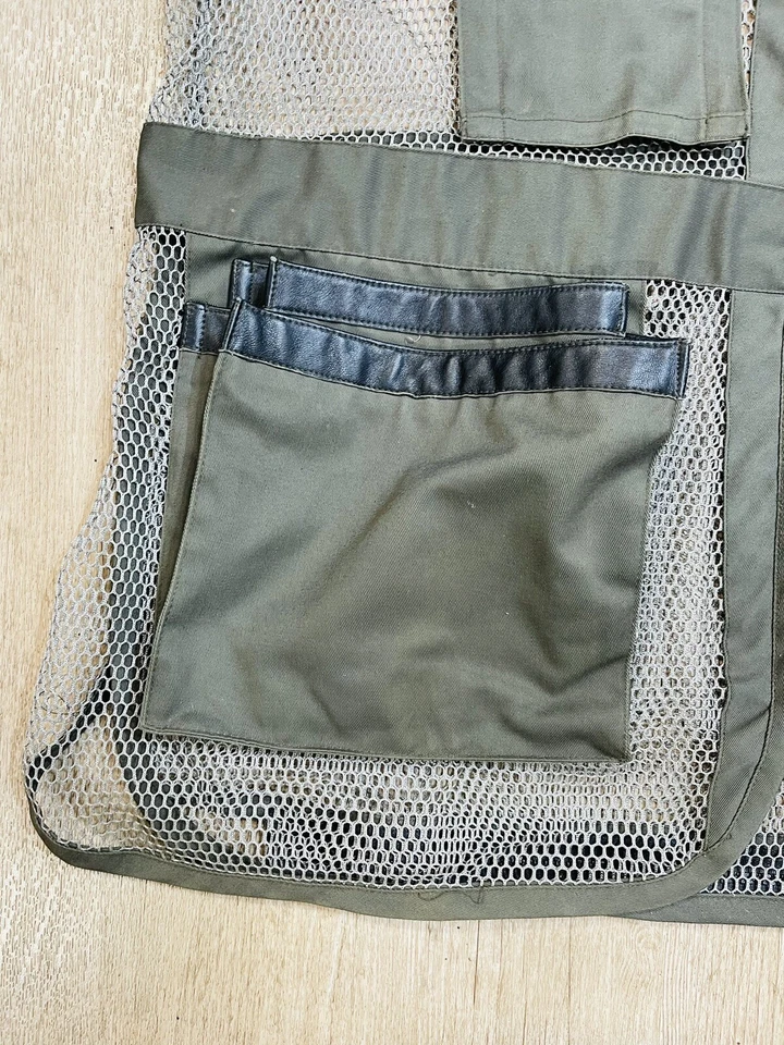 LL Bean Mens XXL Fishing Hunting Vest Outdoor Gear Canvas Mesh Leather - Image 2 of 4