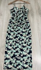 Banana Republic Navy White Floral Faux Wrap Spaghetti Strap Maxi Dress Sz 0