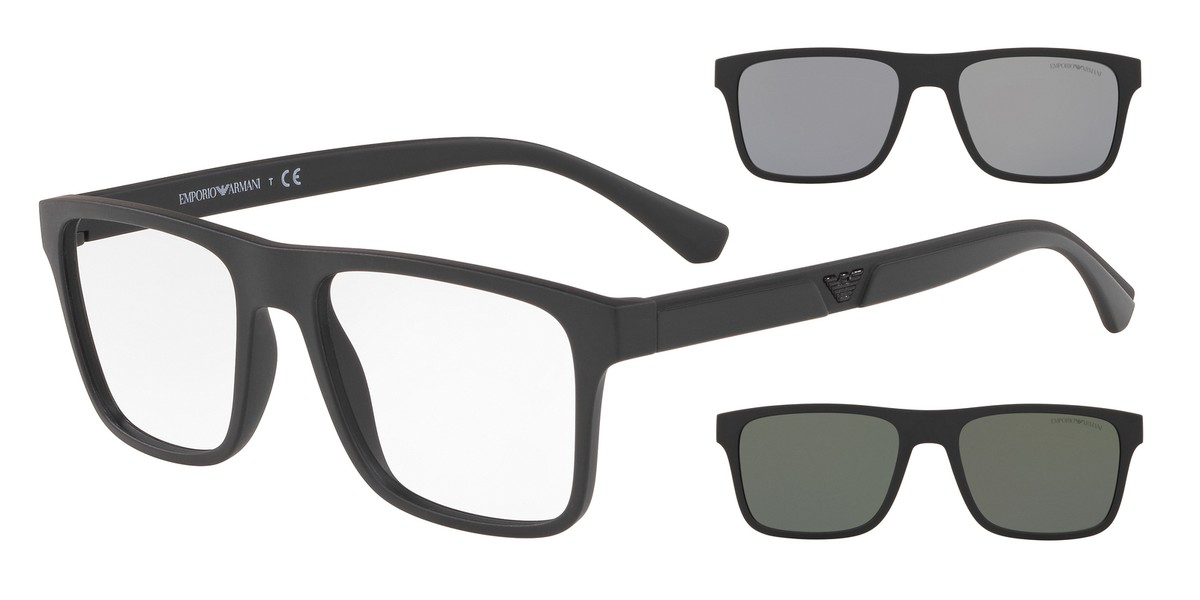 EMPORIO ARMANI EA4115 58011W Rectangle Matte Black Clear 54 mm 