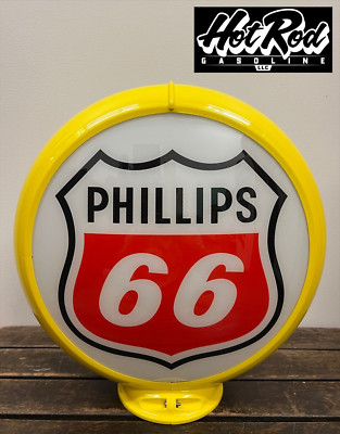 PHILLIPS 66 Red Logo Reproduction 13.5'' Gas Pump Globe - (Yellow Body)
