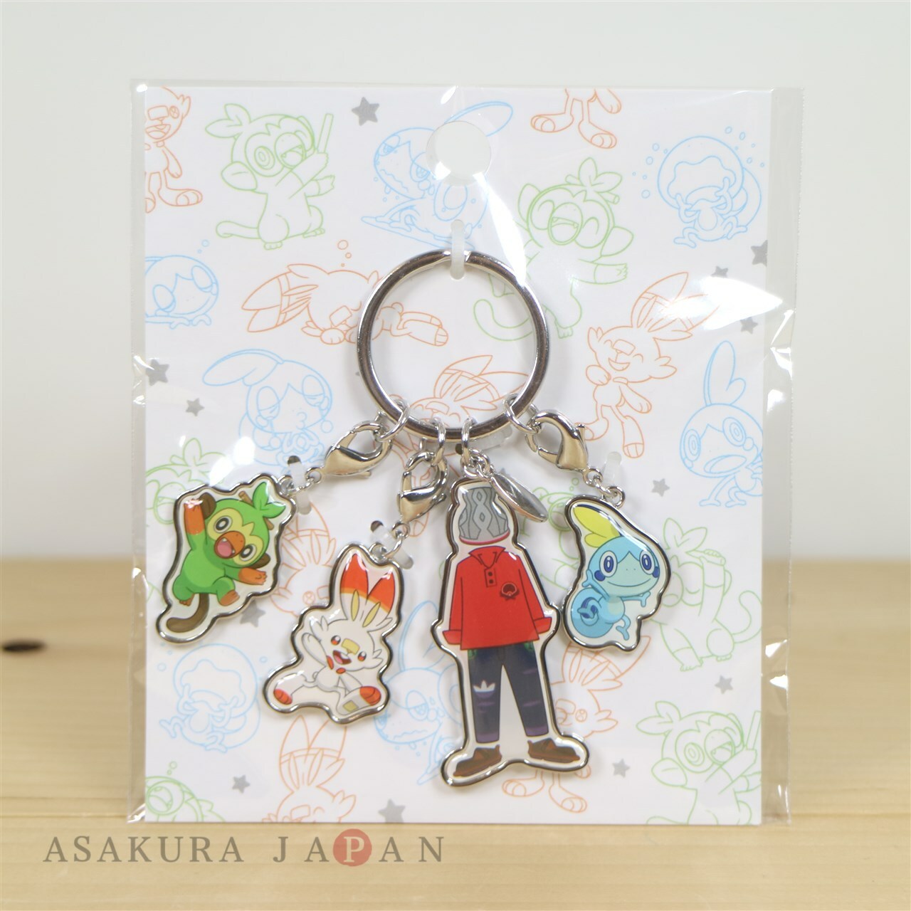 Pokemon Center Original Quadruple Key Chain BOY ver. Grookey Scorbunny Sobble
